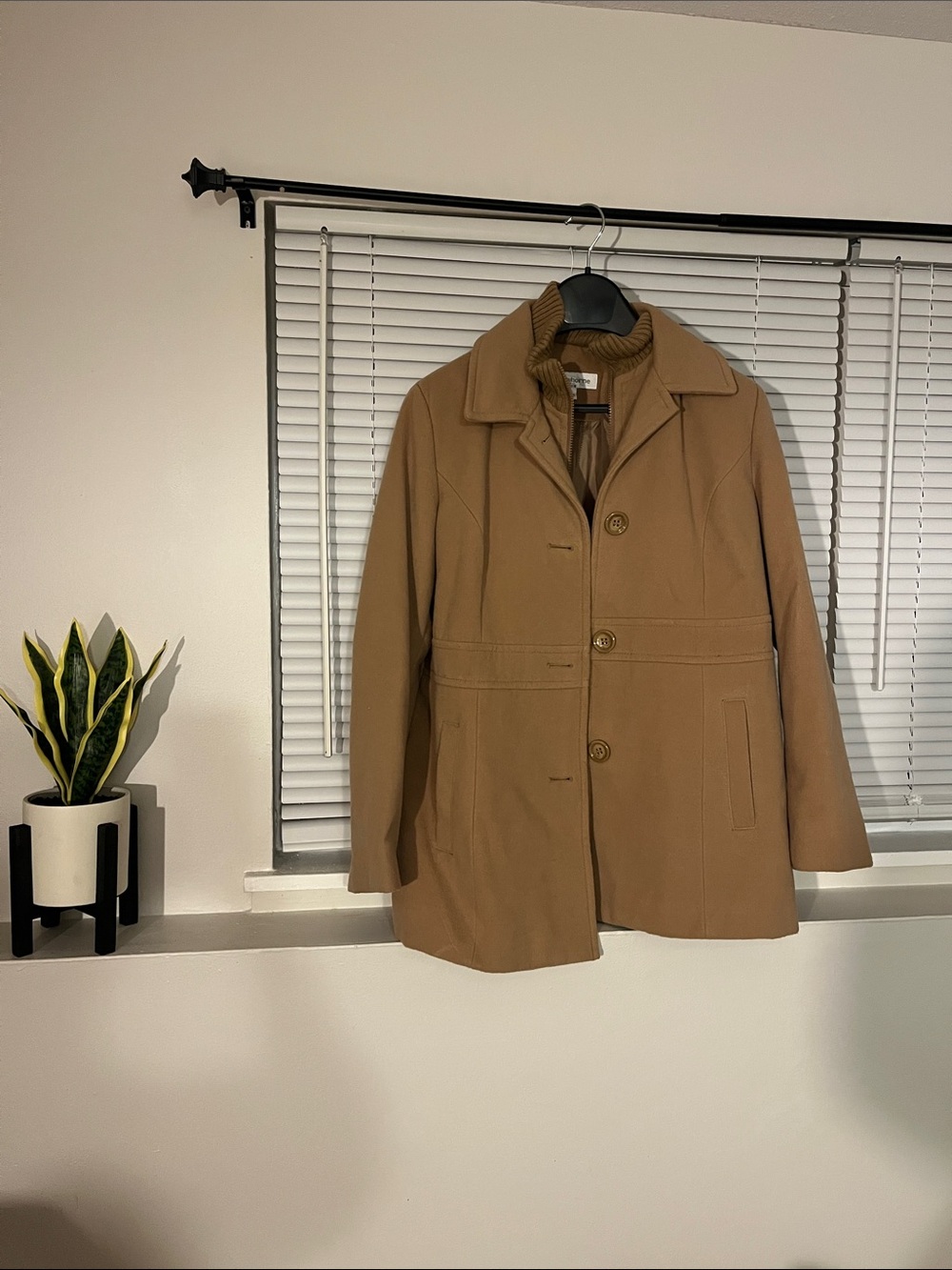 Classic Women's Camel Wool-Blend Coat